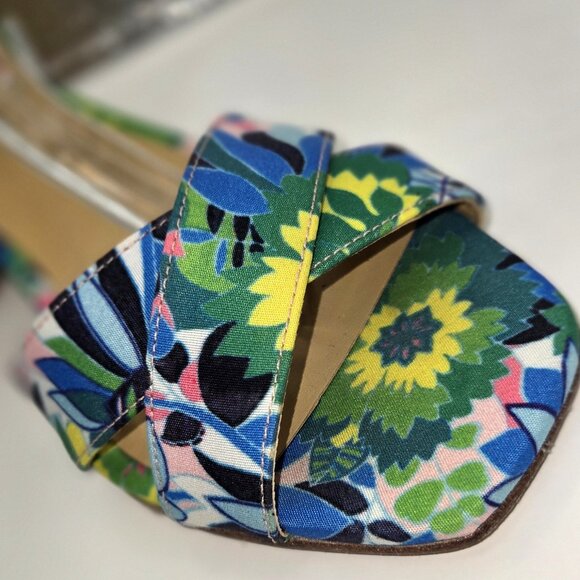 Talbot's Women's Floral Print Block Jute Heel Sandals Size 6 - Picture 2 of 6